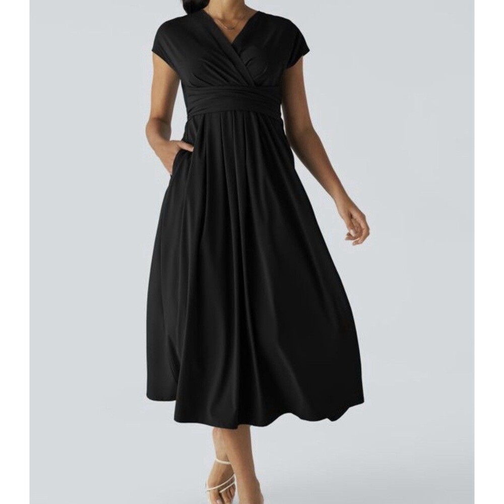 Halara Breezeful™ V Neck Pocket Tie Back Quick Dry Casual Dress Large